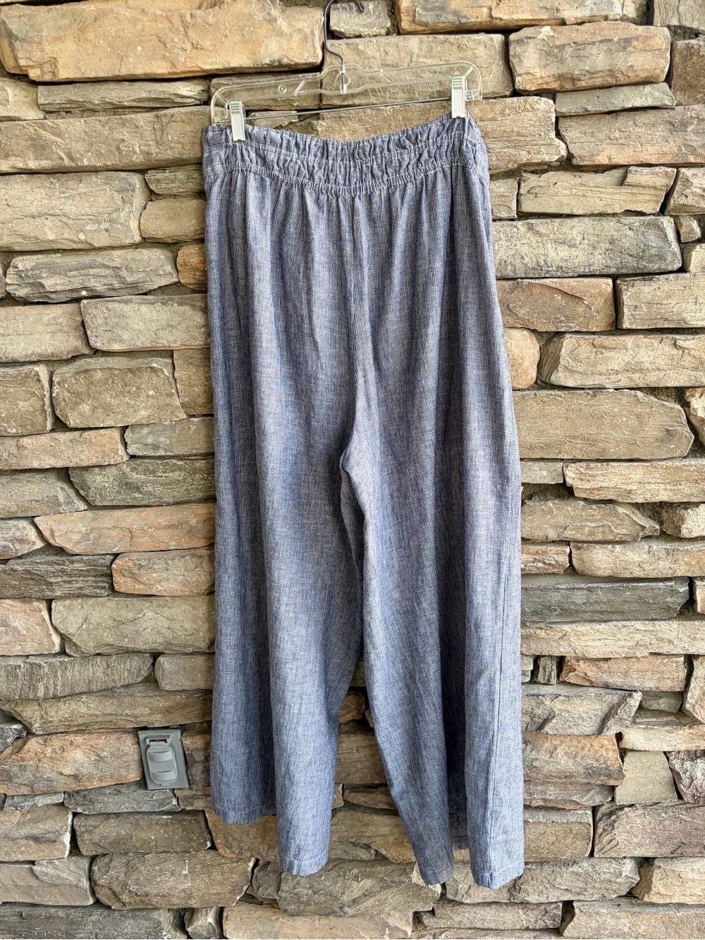 Anthropologie Tall Somerset Linen Blend Pant Pull On blue lightweight Large tall - Picture 3 of 5